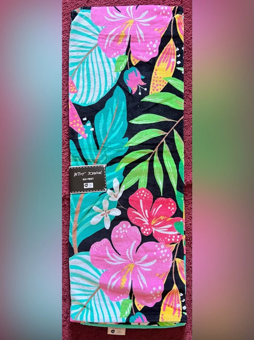 Betsey Johnson Colorful Tropical Foliage Beach Towel